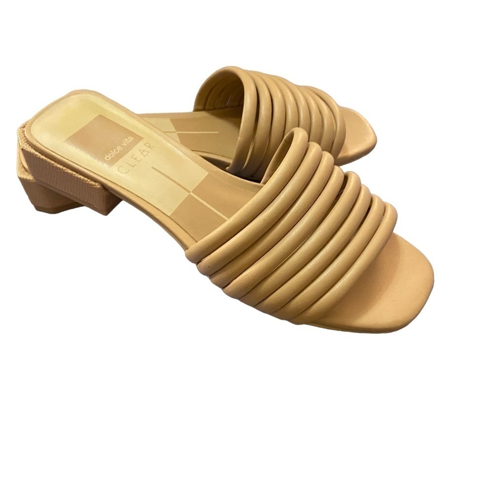 Dolce Vita Clear. Strap Sandals. Size 8. Tan.